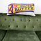 salted butter rectangular throw pillow on the back of a green couch