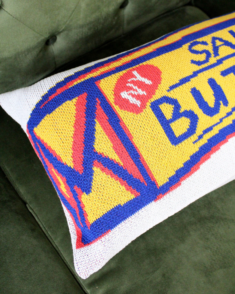 up close of salted butter rectangular throw pillow