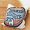 blue and orange 'smoked sardines' can throw pillow