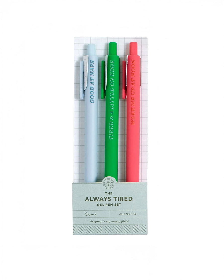 packaged 'The Always Tired Gel Pen Set'