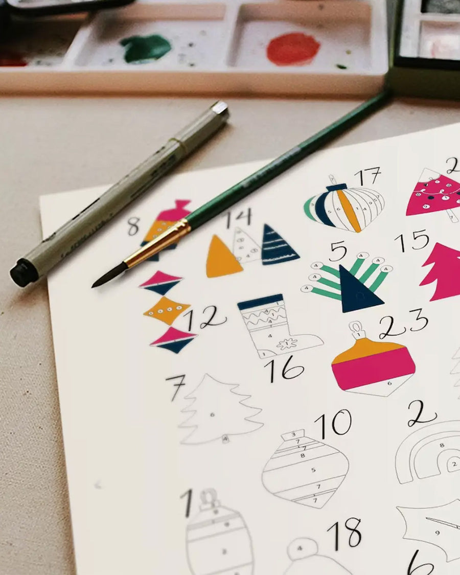 work in progress holiday icon advent calendar paint by number kit