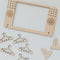 up close of wooden cutout stud and dangle earring holder with removable little hangers