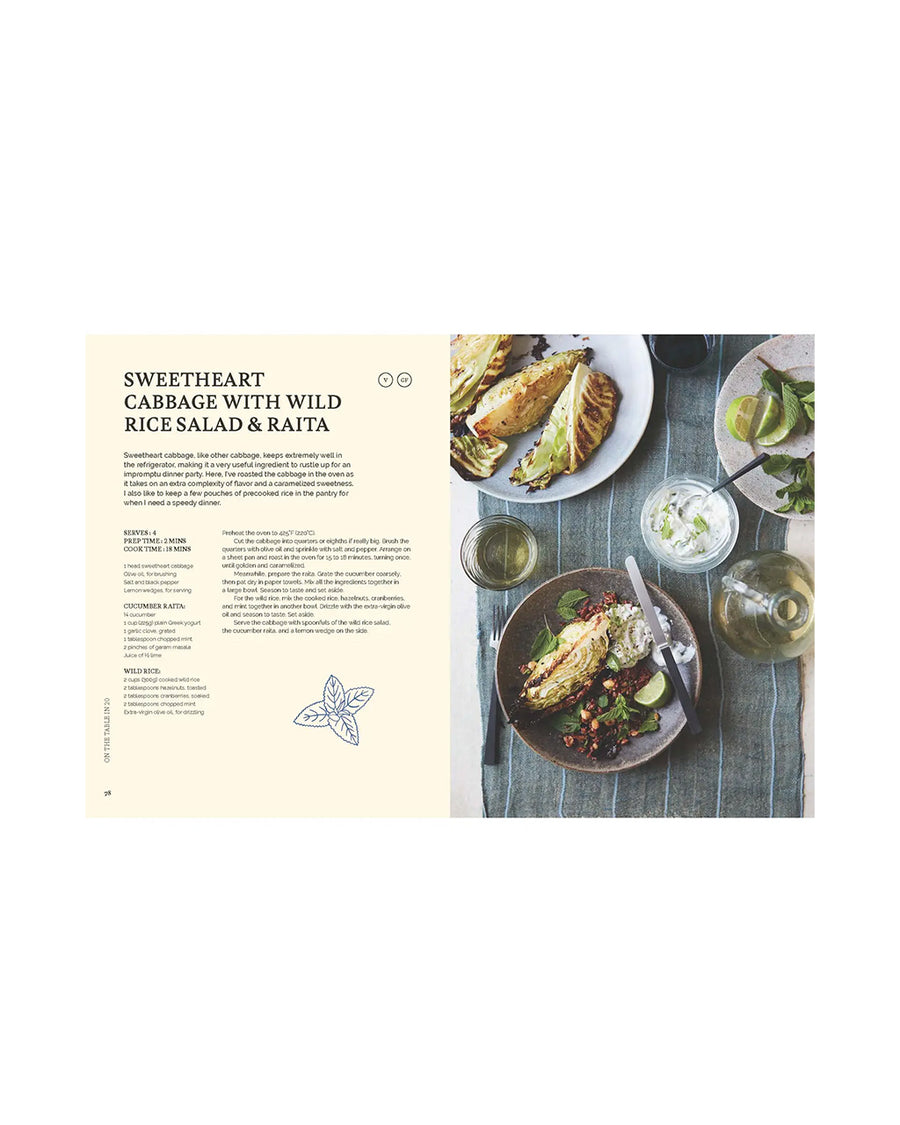 sweetheart cabbage with wild rice salad & raita