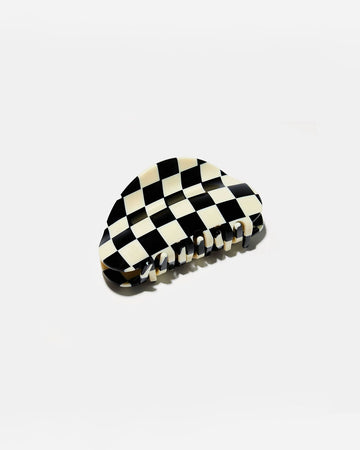 black and off white checkered hair clip