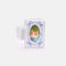periwinkle hair claw with blue ribbon border and cutout to place a photo with cat picture inside