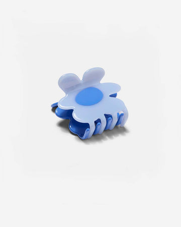 blue and periwinkle two tone flower hair claw