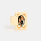 cream claw clip with peach dainty flowers and photo inside