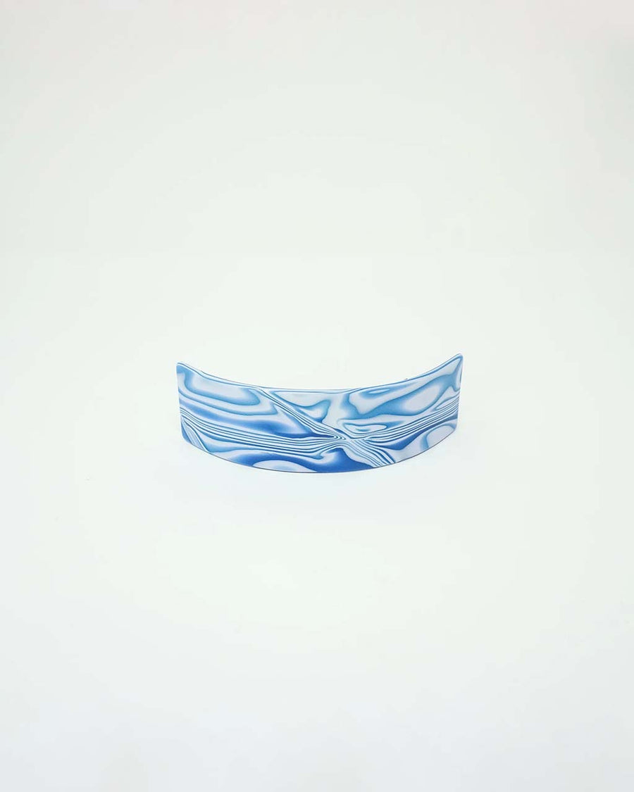 marbled blue and white ponytail clip