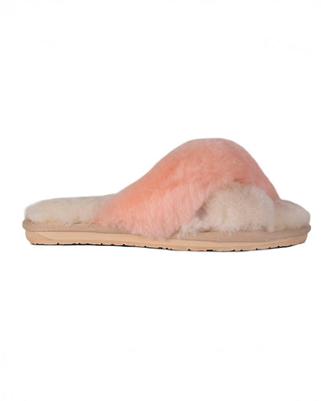cream and peach criss-cross slip on slippers