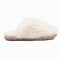 white sheepskin fuzzy slip-on slipper with rubber sole