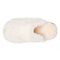top view of white sheepskin fuzzy slip-on slipper with rubber sole