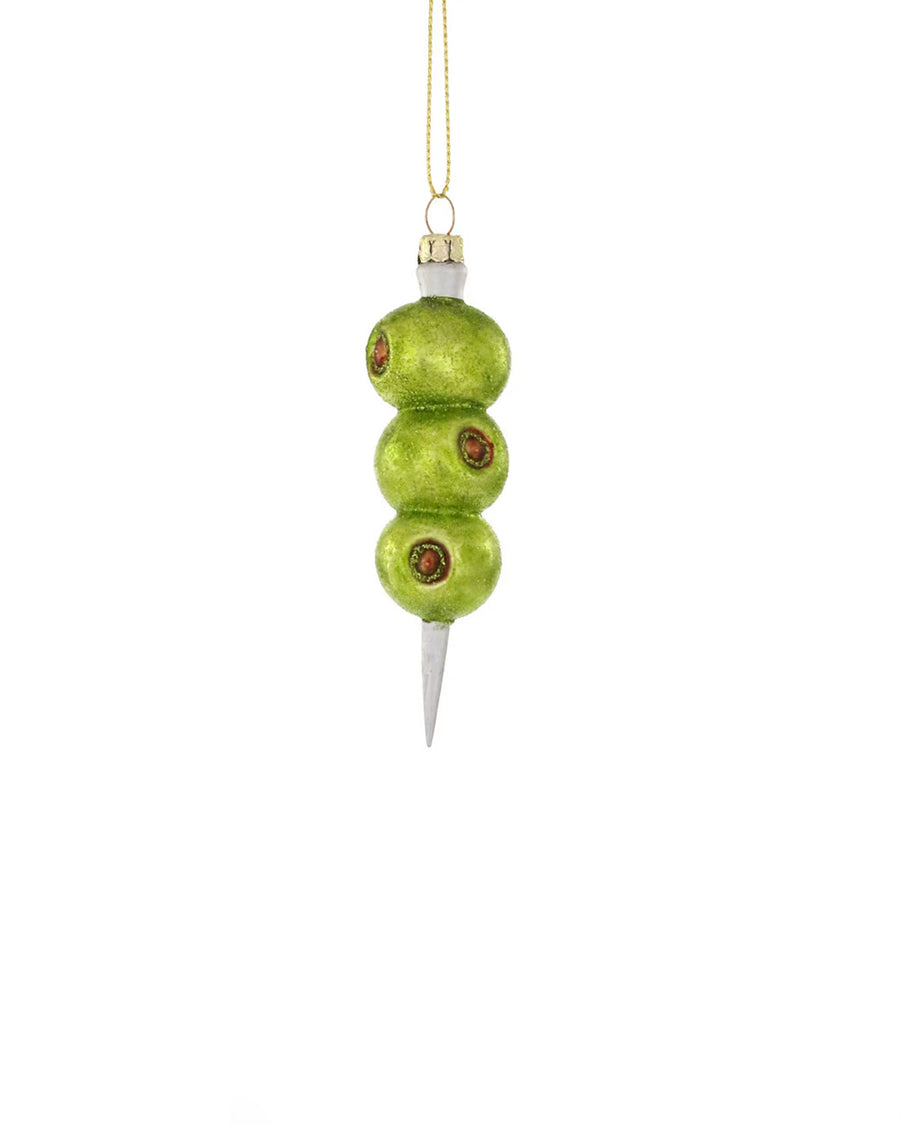 green olive stirrer glass ornament