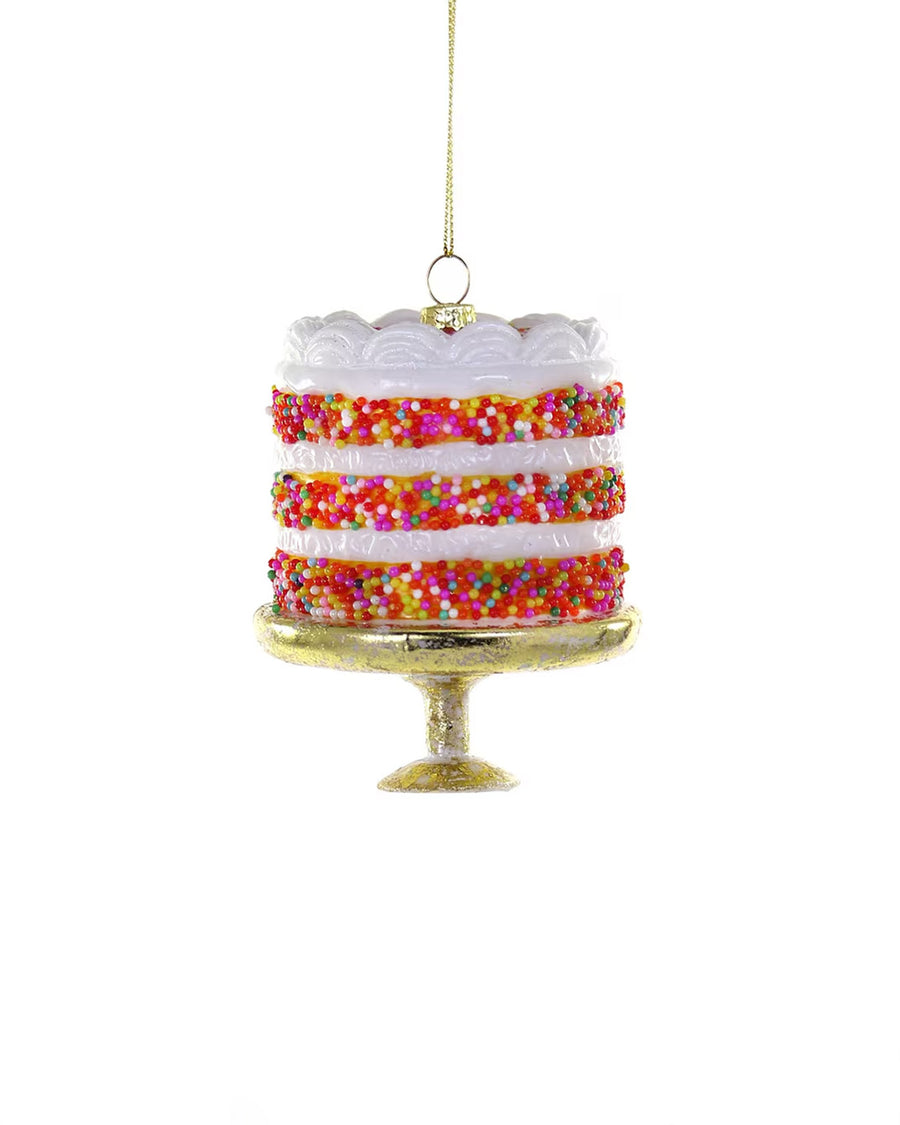 pink confetti tiered cake ornament