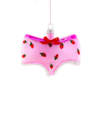 pink strawberry undies glass ornament