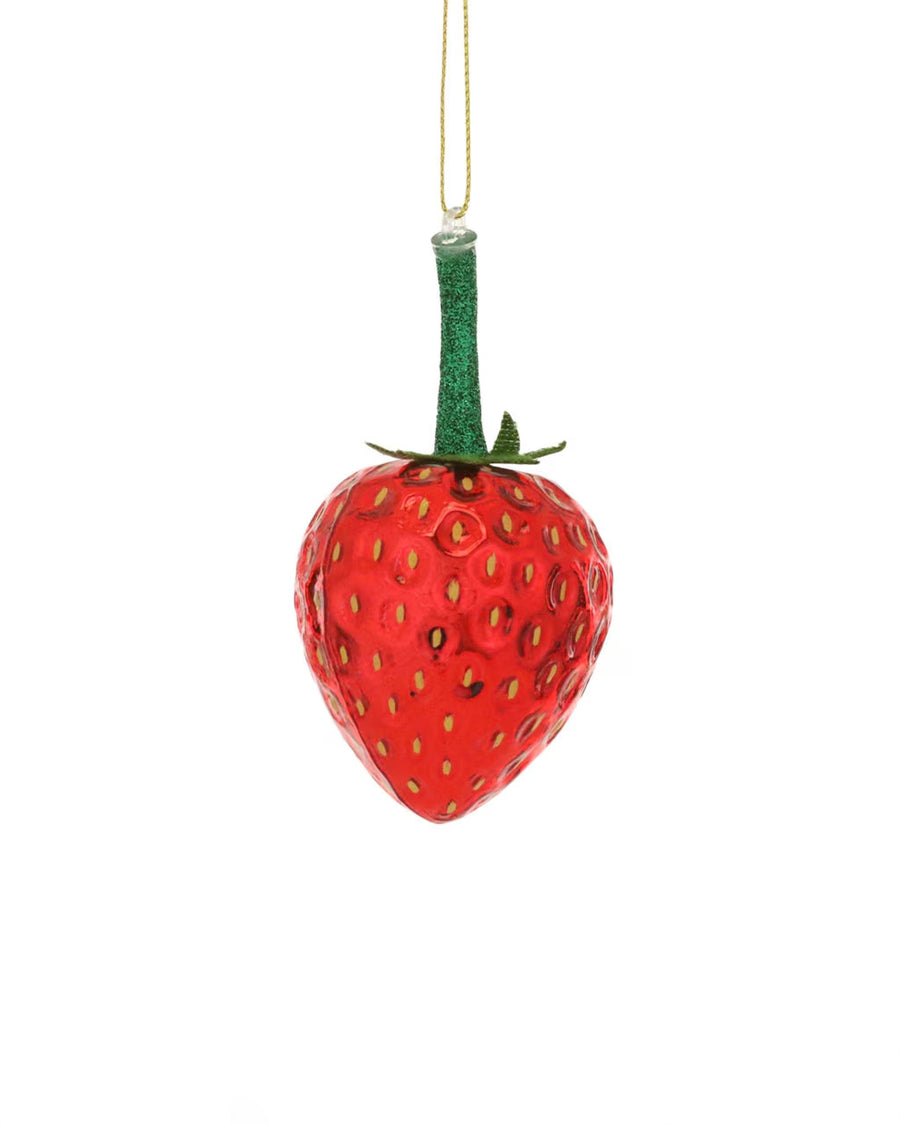 shiny red strawberry ornament