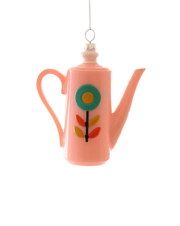 glass pink vintage tea kettle ornament