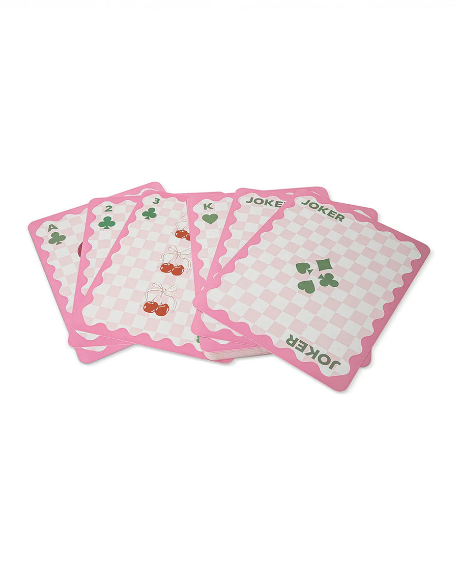 pink and white checkered cherry jumbo playing cards