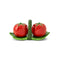 tomato salt and pepper shakers with green leaf tray with handle