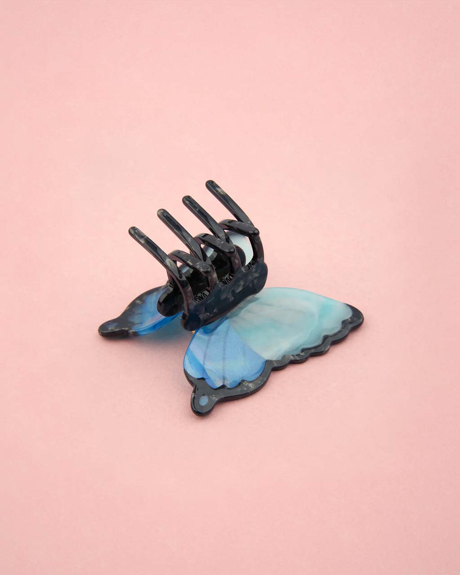 dark underside of blue butterfly hair clip