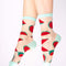 model wearing sheer socks with watermelon print and mint trim