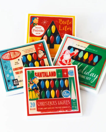 set of 4 vintage christmas lights coaster