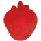red velvet back of strawberry shaped beaded throw pillow 