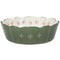 sage large bowl with scalloped top and dainty red floral print interior
