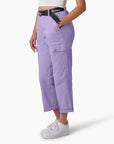Contrast Stitch Cropped Cargo Pants - Purple Rose