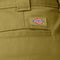 up close of back slit pocket and dickies patch