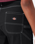 up close of back pocket with dickies patch