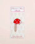 wooden red and pink ladybug cake topper