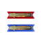 gold alligator clips on set of 2 hair clips: red with blue 'study' and blue with pink 'buddy' across the front
