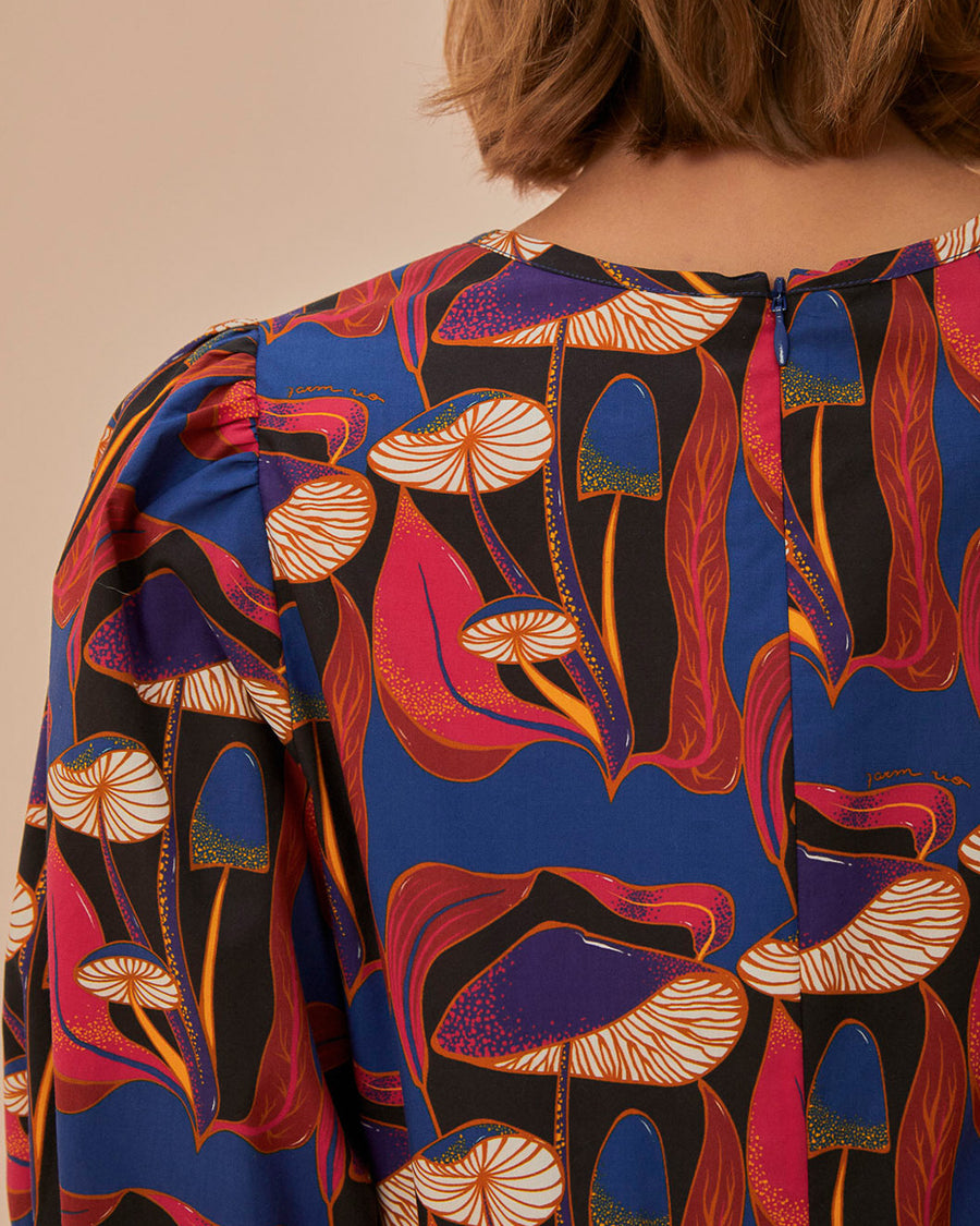 Black Wild Mushrooms Puff Sleeve Mini Dress ban.do Black Wild Mushrooms Puff Sleeve Mini Dress ban.do
