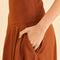 side slit pocket on caramel ruffle maxi skirt