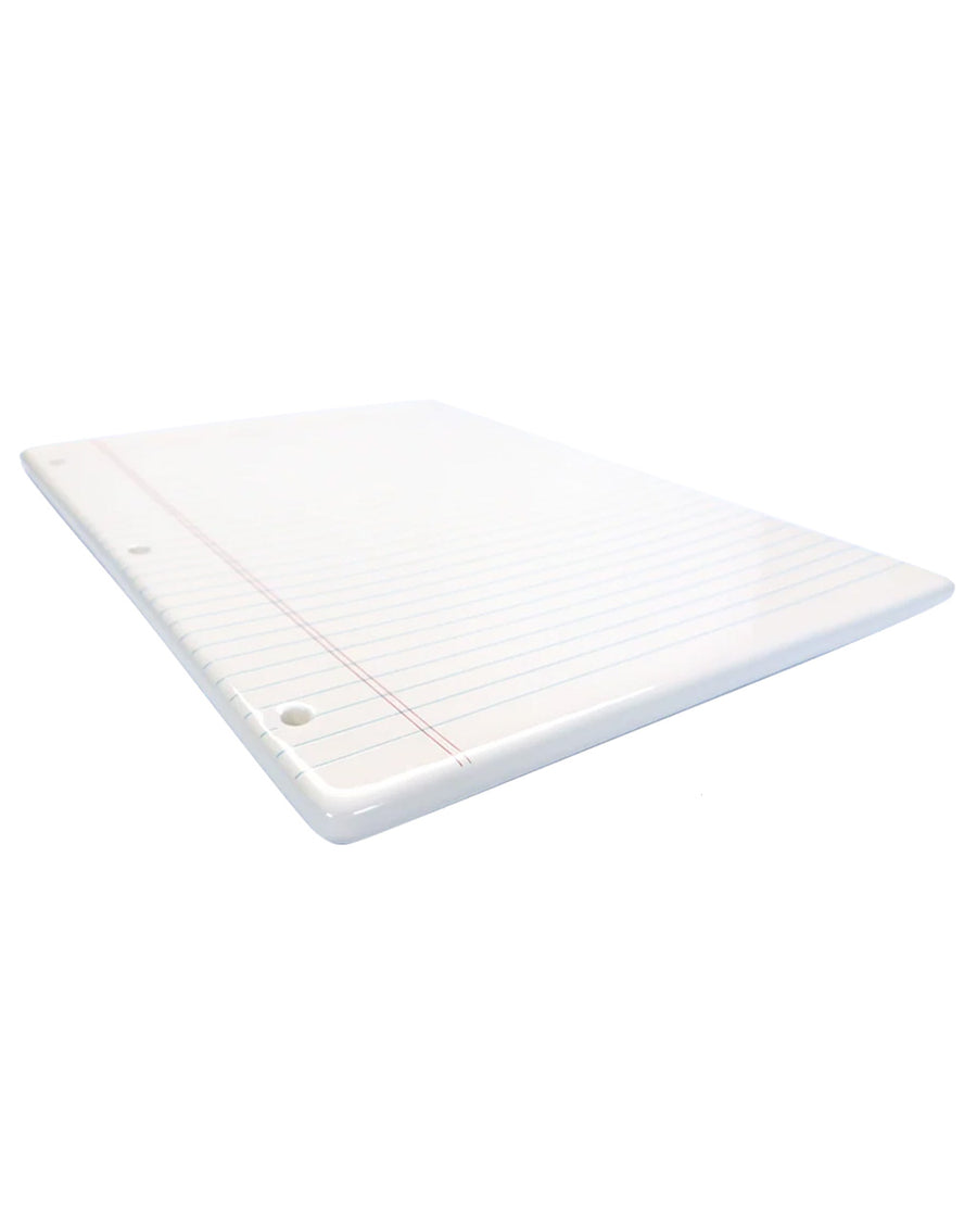 side view of white lined paper cheese tray