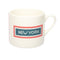 cream coffee mug with red and blue subway tile 'NEW YORK' across the front
