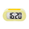 pale yellow digital alarm clock with dark yellow trim
