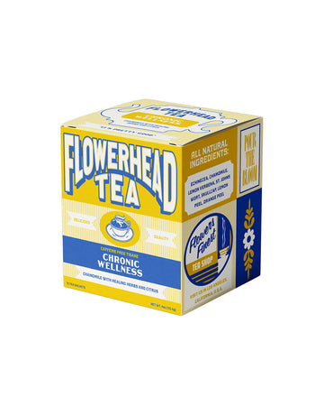 box of chronic wellness flowerhead tea  with 15 count tea sachets