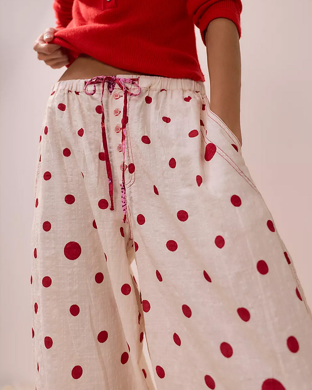 On Repeat Drawstring PJ Pants - Dots Ivory Combo – ban.do