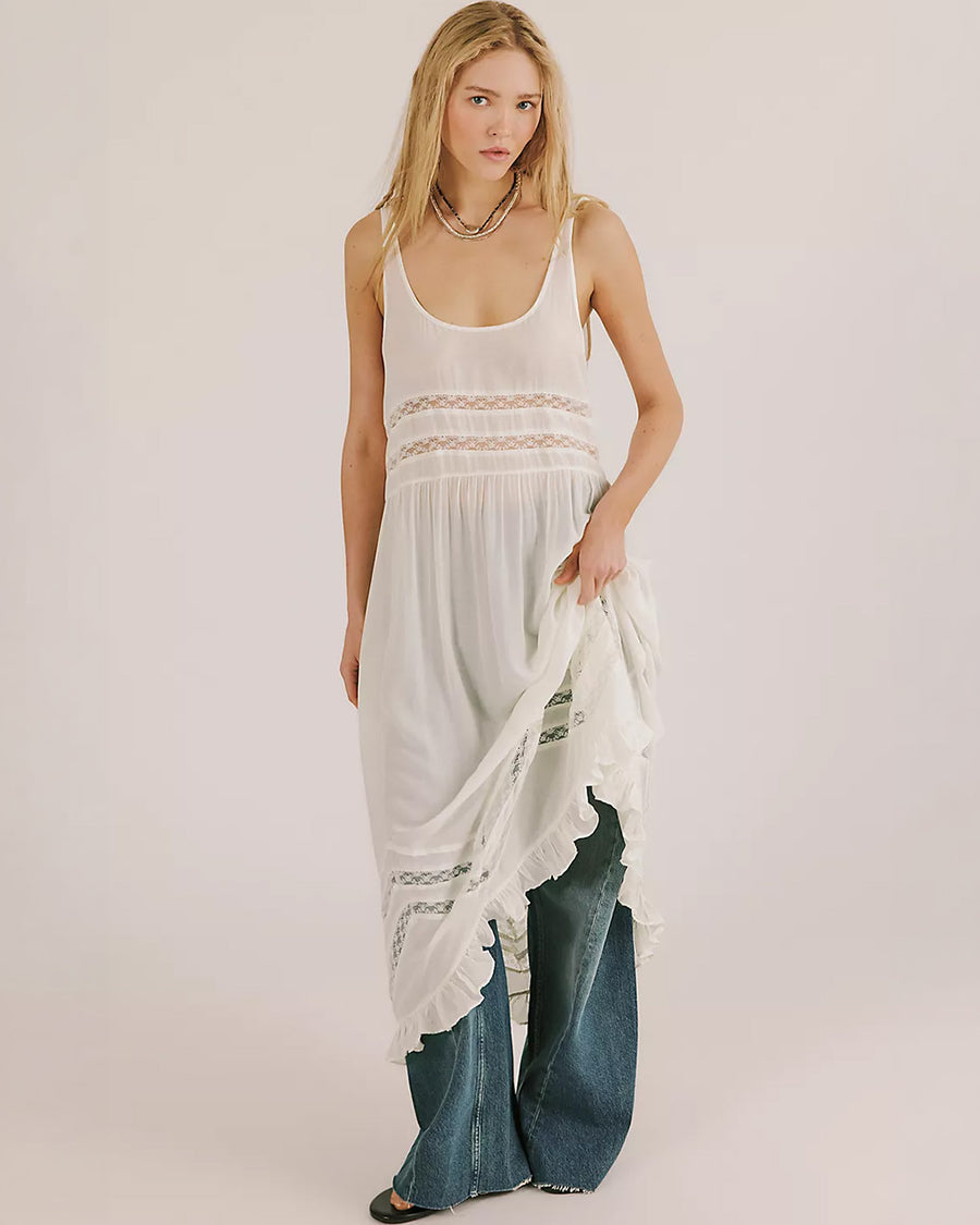 free people ivory combo dress Voile and Lace Midi Slip Feature_Stretch