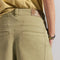 up close of back of model wearing aloe wide leg high rise barrel leg chino pants