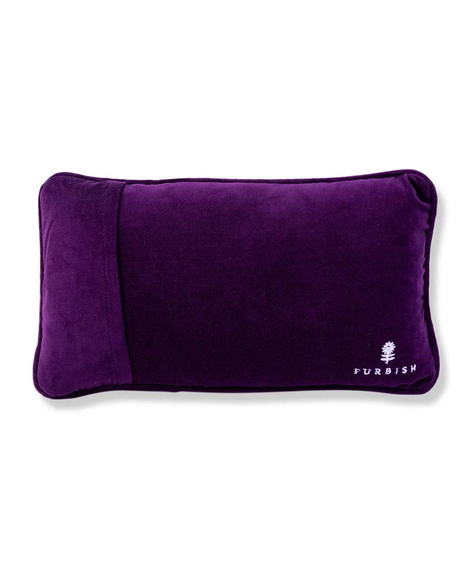 dark purple velvet back of throw pillow