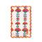 set of 6 colorful print cocktail napkins with orange embroidered scalloped edges