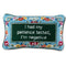 blue floral rectangular throw pillow with 'i had my patience tested, i'm negative' across the front