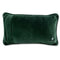 dark green back of blue floral rectangular throw pillow with 'i had my patience tested, i'm negative' across the front