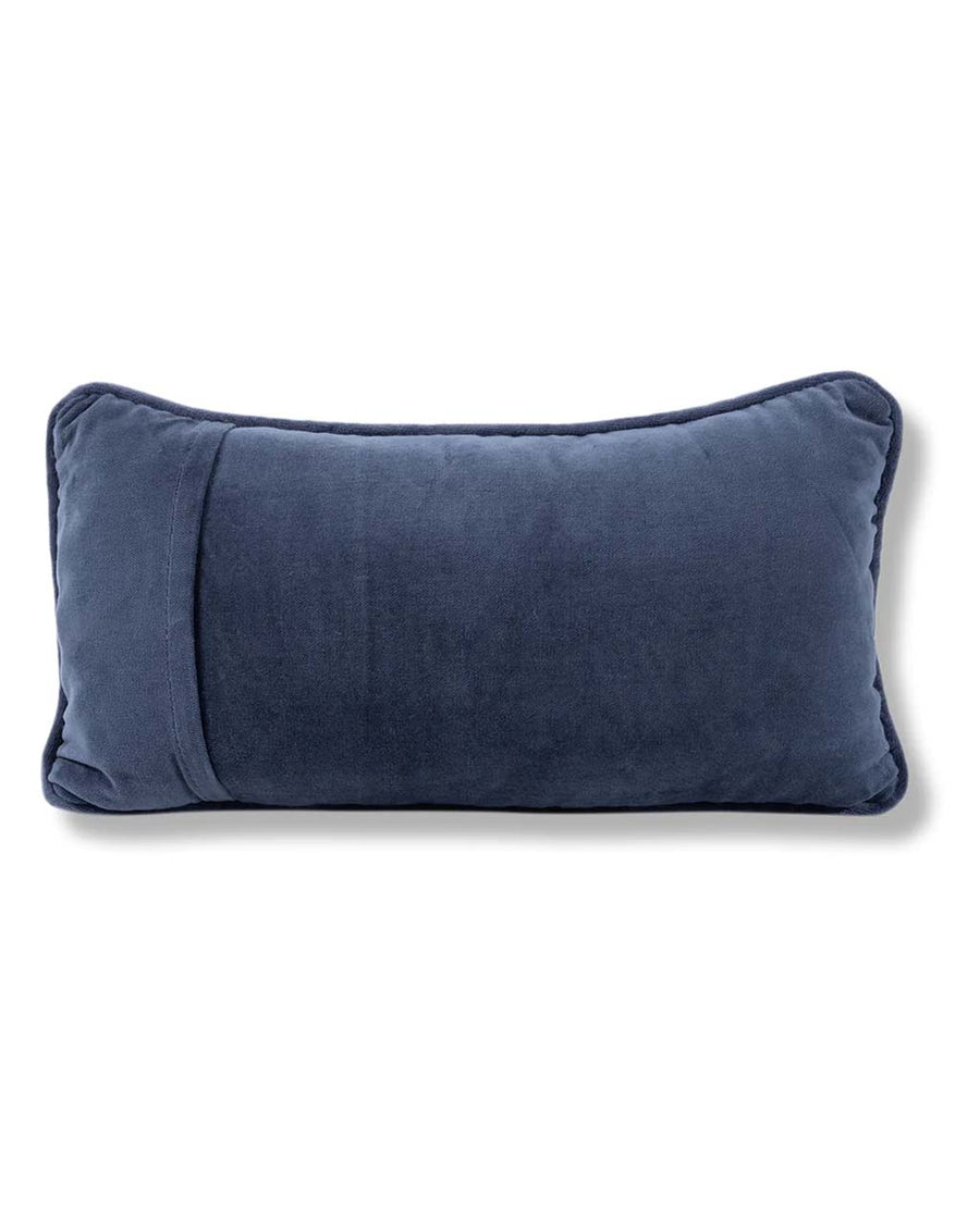 dark blue back of 'my favorite thing to make for dinner is reservations' pillow