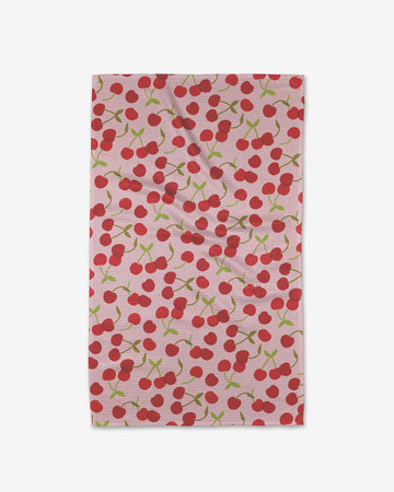 pink cherries tea towel