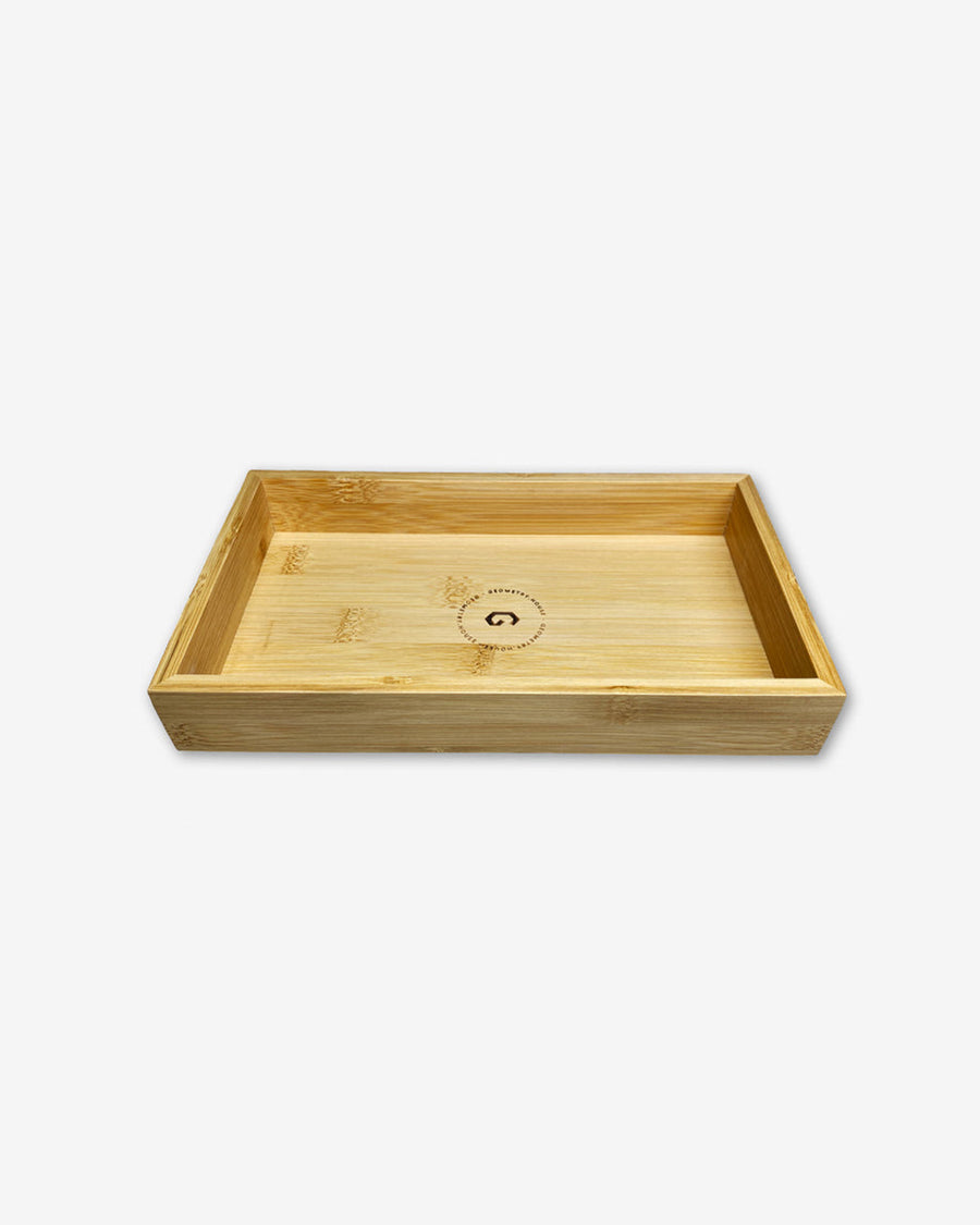 side view of bamboo not paper towel tray