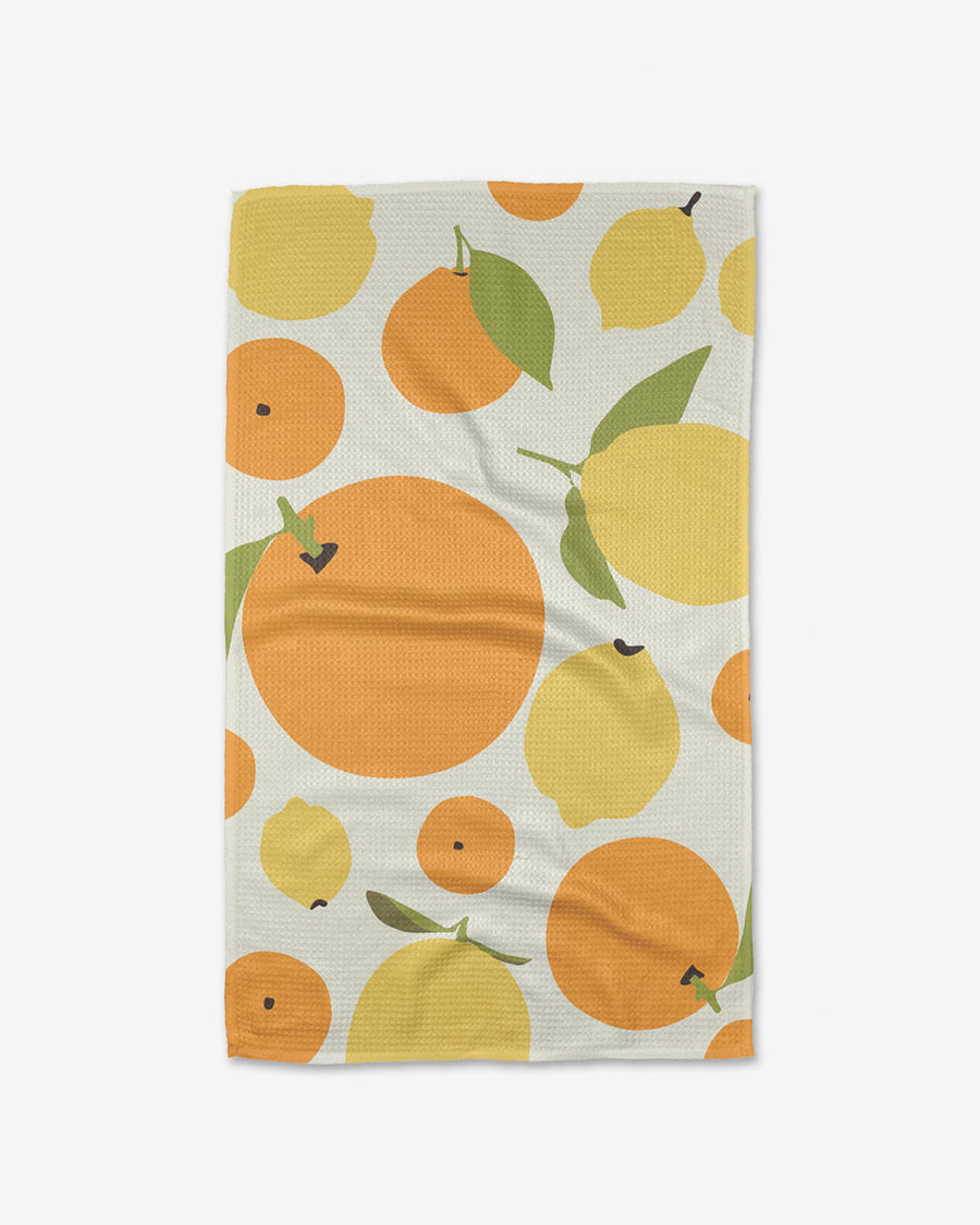 white orange and lemons tea towel