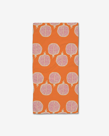 orange bar towel with abstract pomegranate print